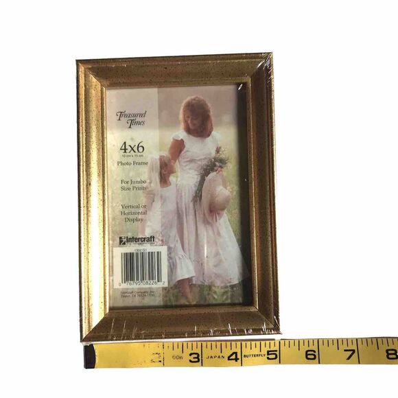 Vintage NOS Intercraft Gold Black Speckle Rectangular Frame For 4x6 Photo Sealed - Picture 4 of 5
